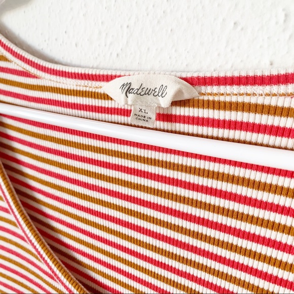 Madewell Swingy Tee Dress in Pink/Brown Stripe XL - Picture 7 of 7